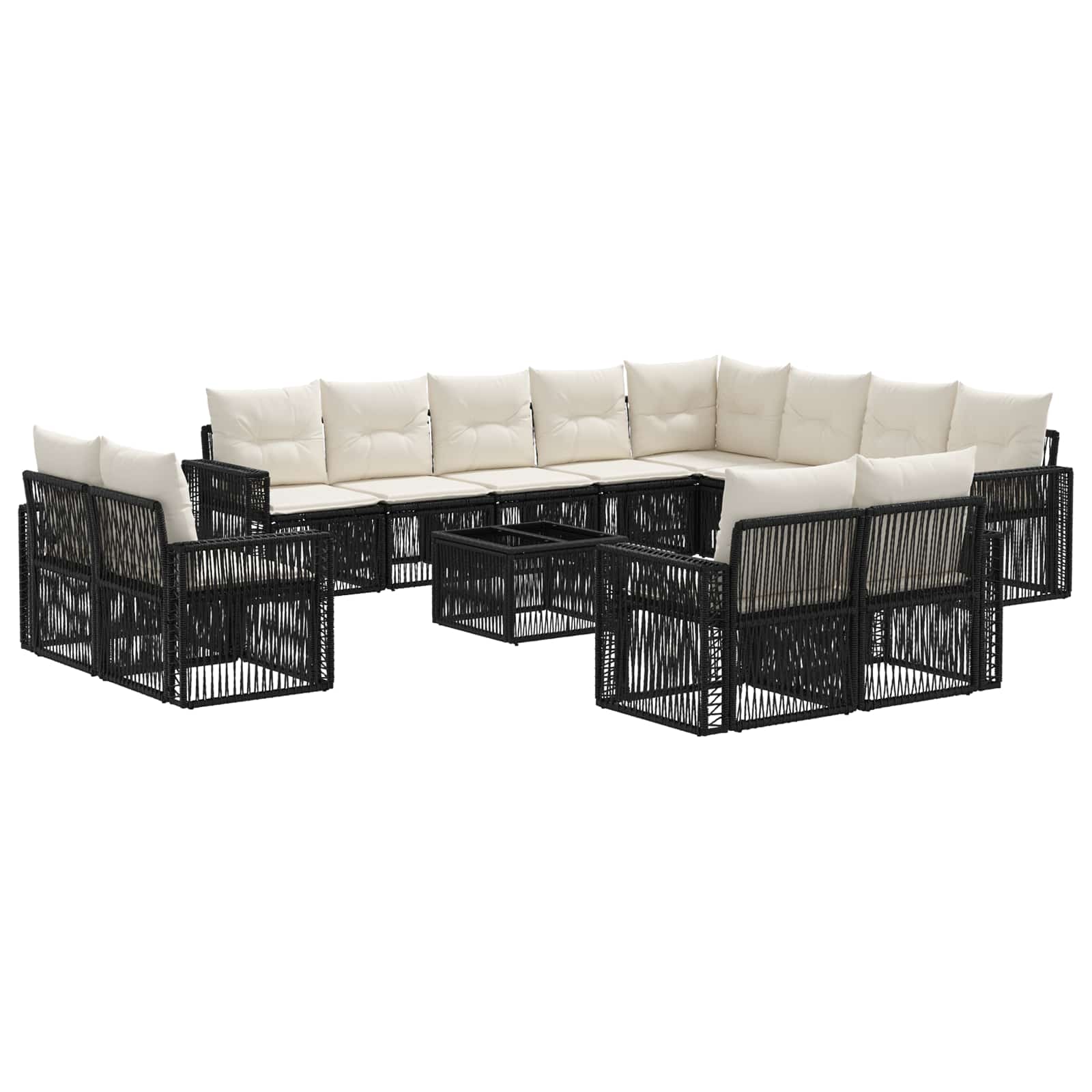 Conjunto de sofás de jardín 13 pcs Beige y blanco crema