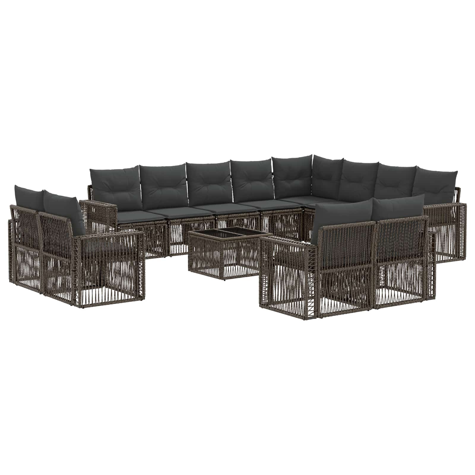 Conjunto de sofás de jardín 13 pcs Beige y blanco crema