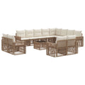 Conjunto de sofás de jardín 13 pcs Beige y blanco crema