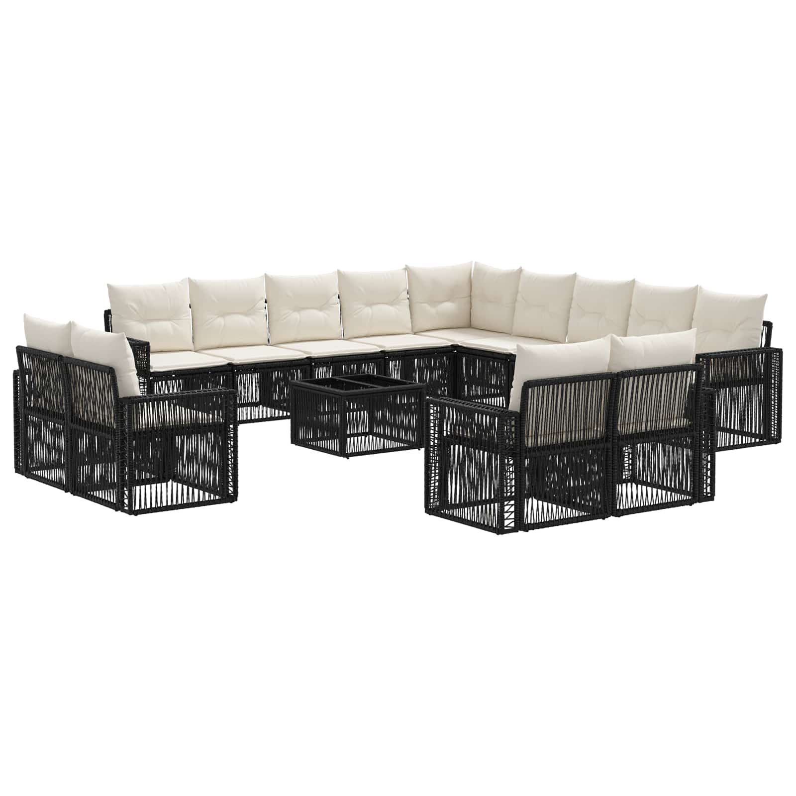 Conjunto de sofás de jardim 14 pçs Creme e branco