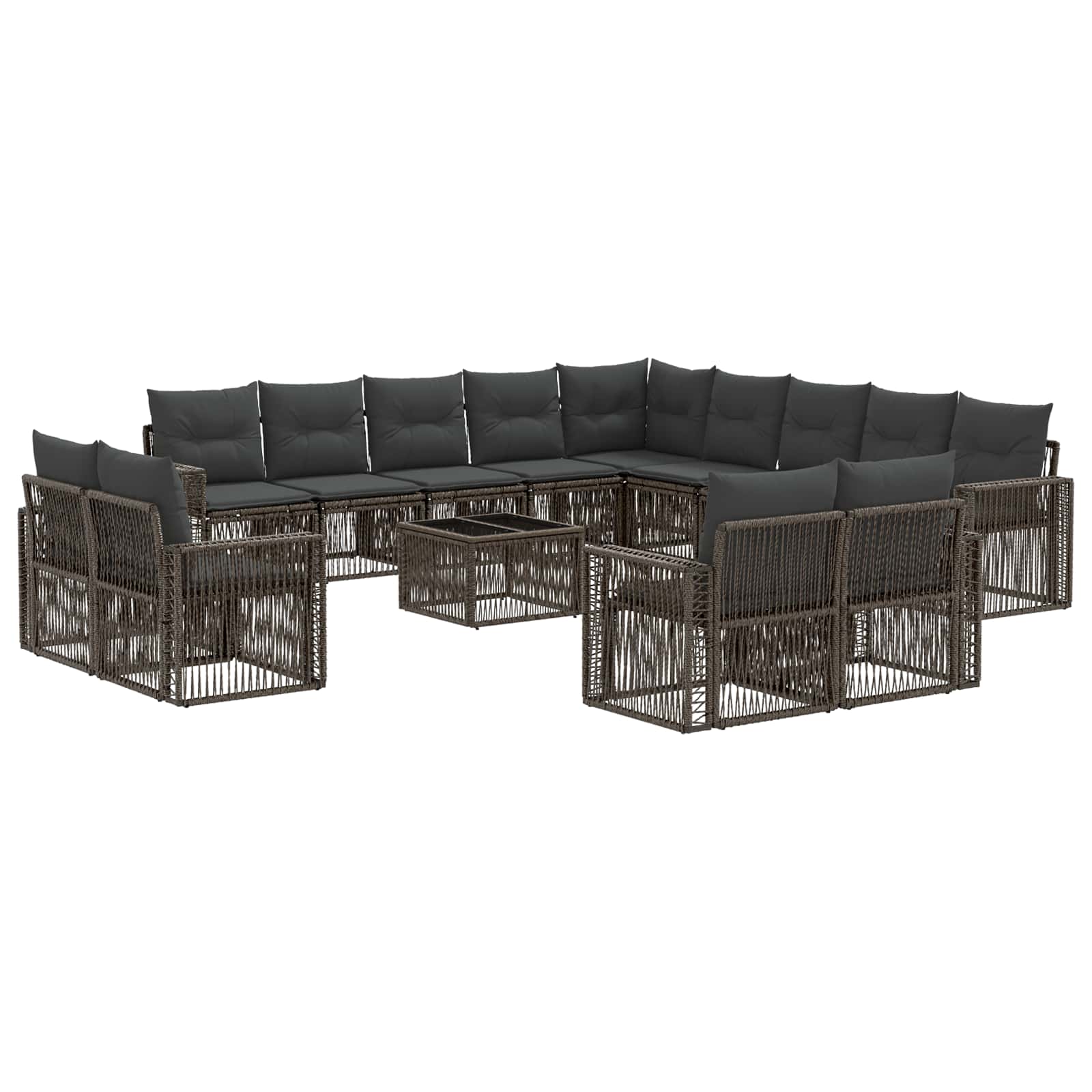 Conjunto de sofás de jardim 14 pçs Creme e branco