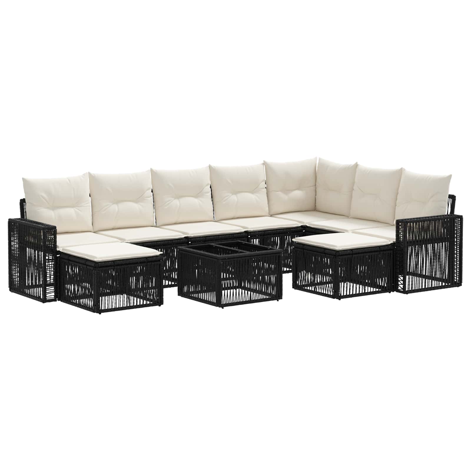 Conjunto de sofás de jardim 10 pcs Bege e branco-creme