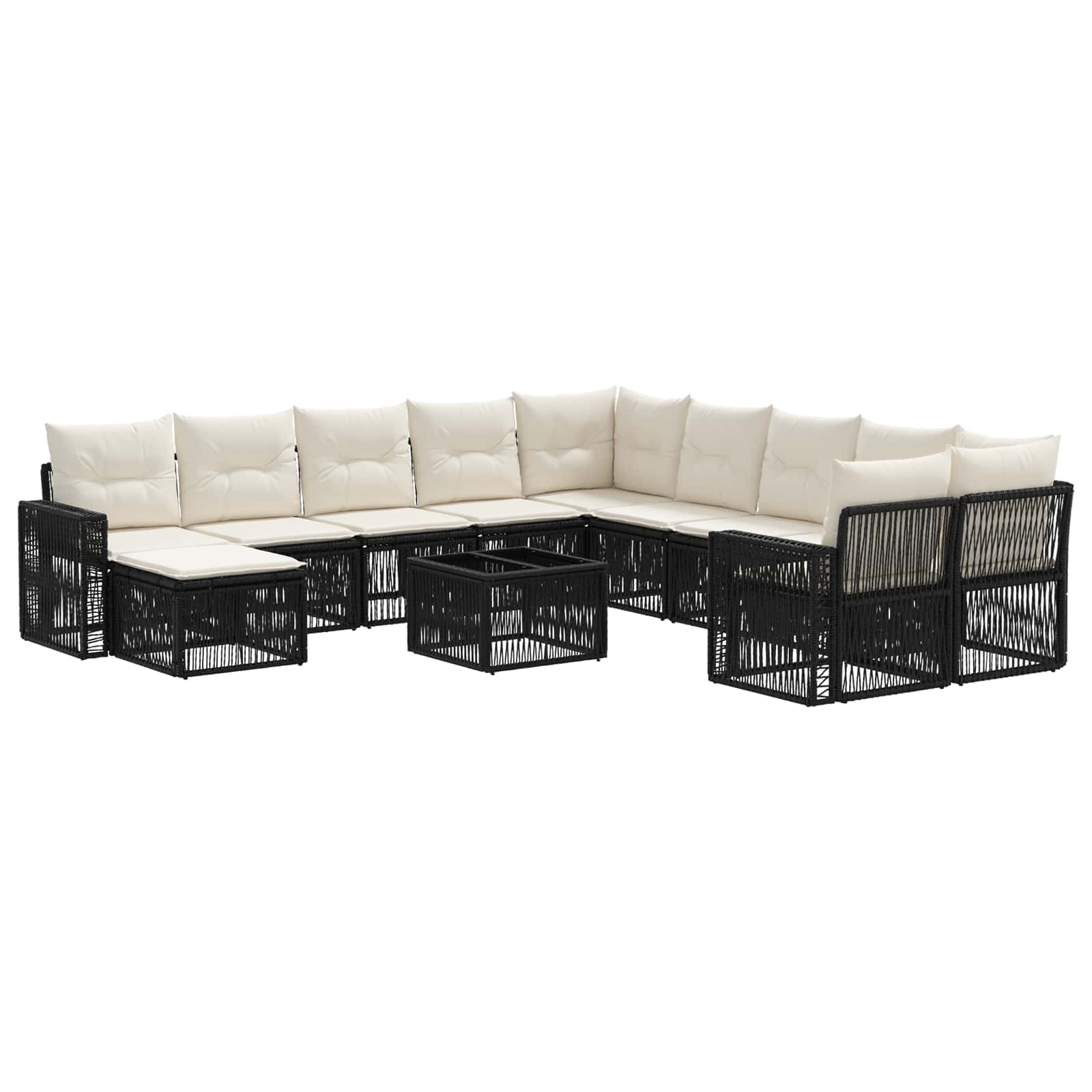 Conjunto de sofás de jardim 12 pçs Bege e branco-creme