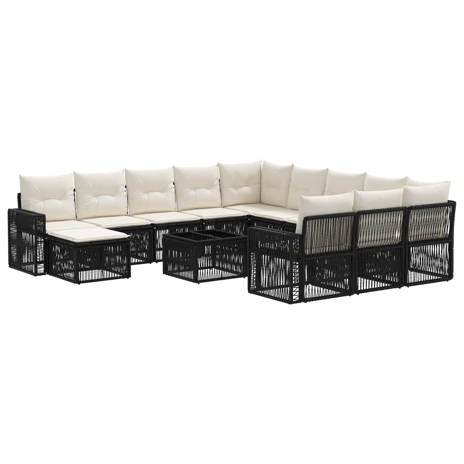 Conjunto de sofás de jardim 13 pçs Bege e branco creme