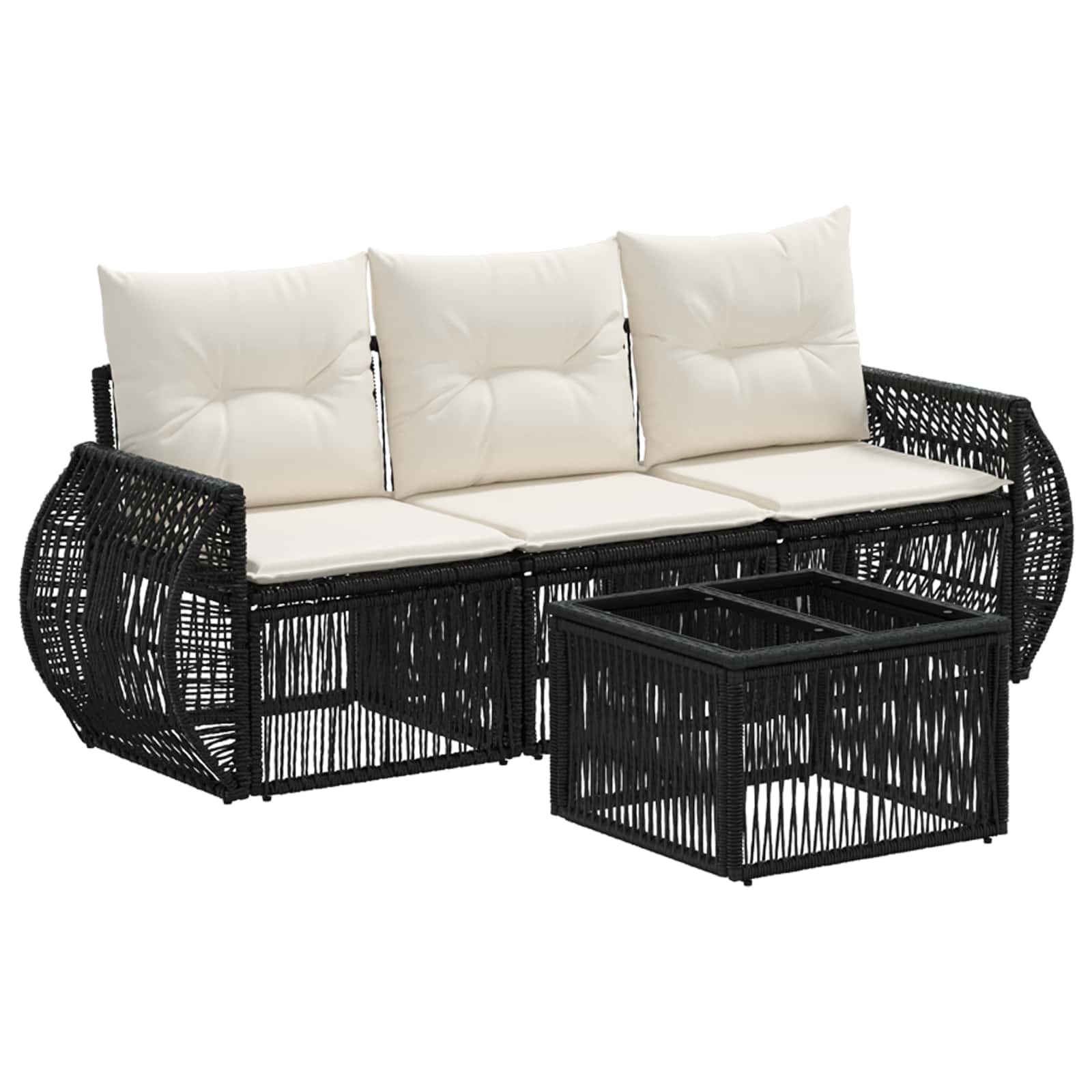 Conjunto de sofás de jardín 4 pcs Beige y blanco crema