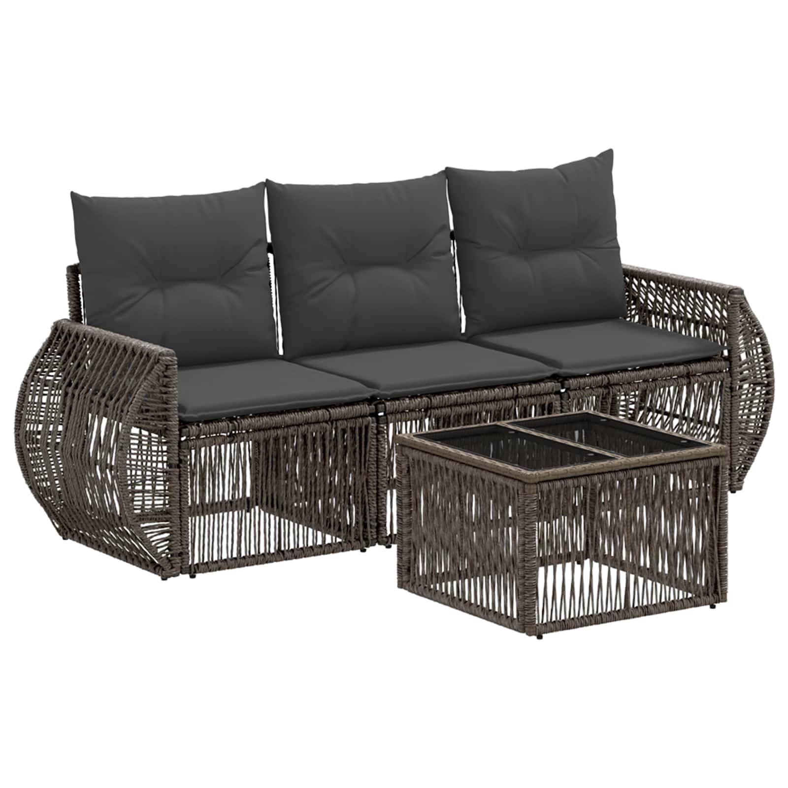 Conjunto de sofás de jardín 4 pcs Beige y blanco crema