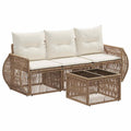 Conjunto de sofás de jardín 4 pcs Beige y blanco crema