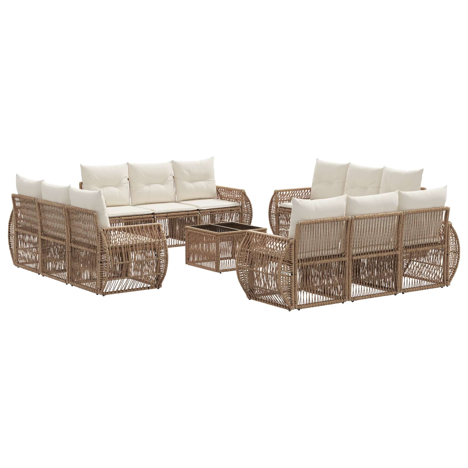 Conjunto de sofá de jardín 7 pcs Beige Poliratán