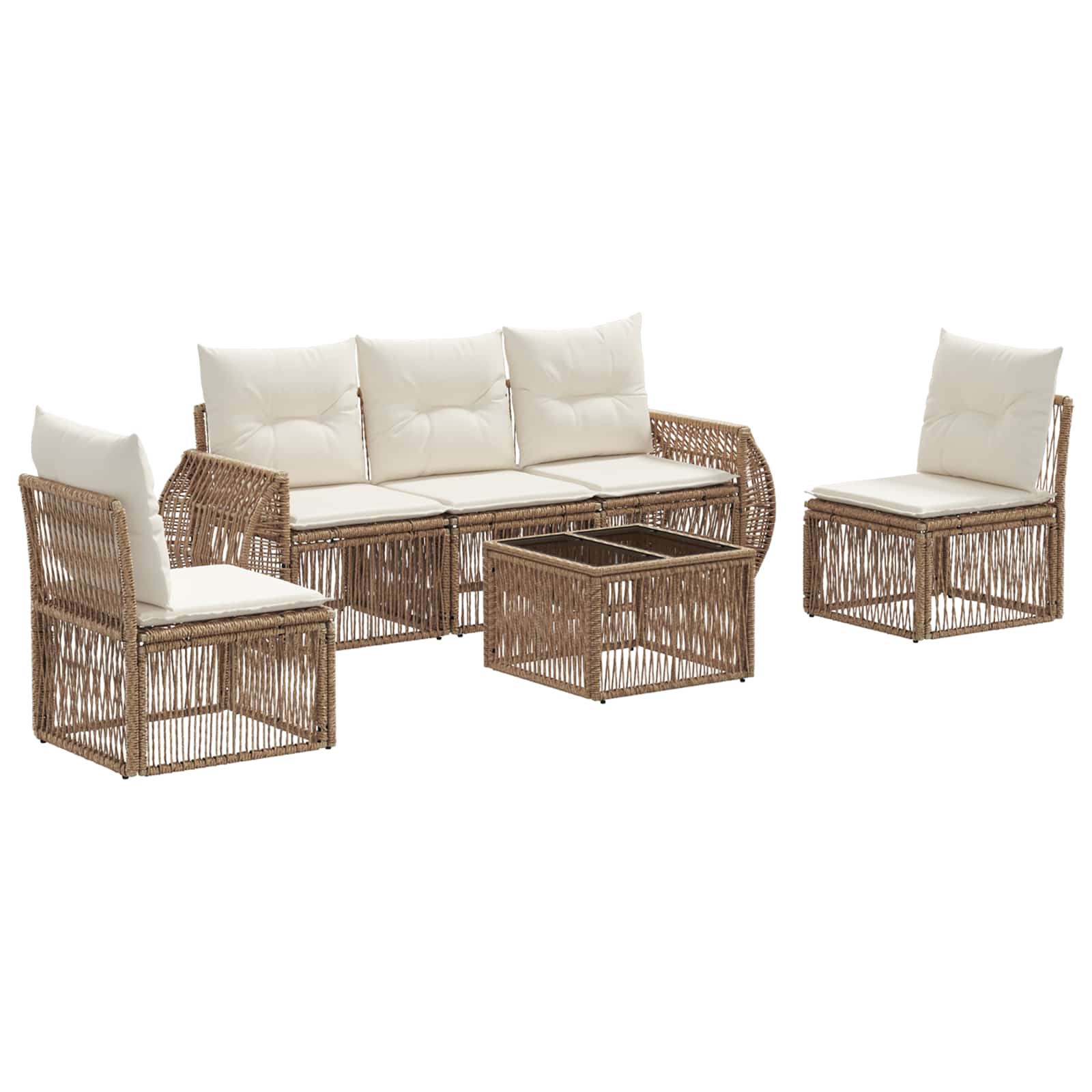 Conjunto de sofá de jardín 7 pcs Beige Poliratán