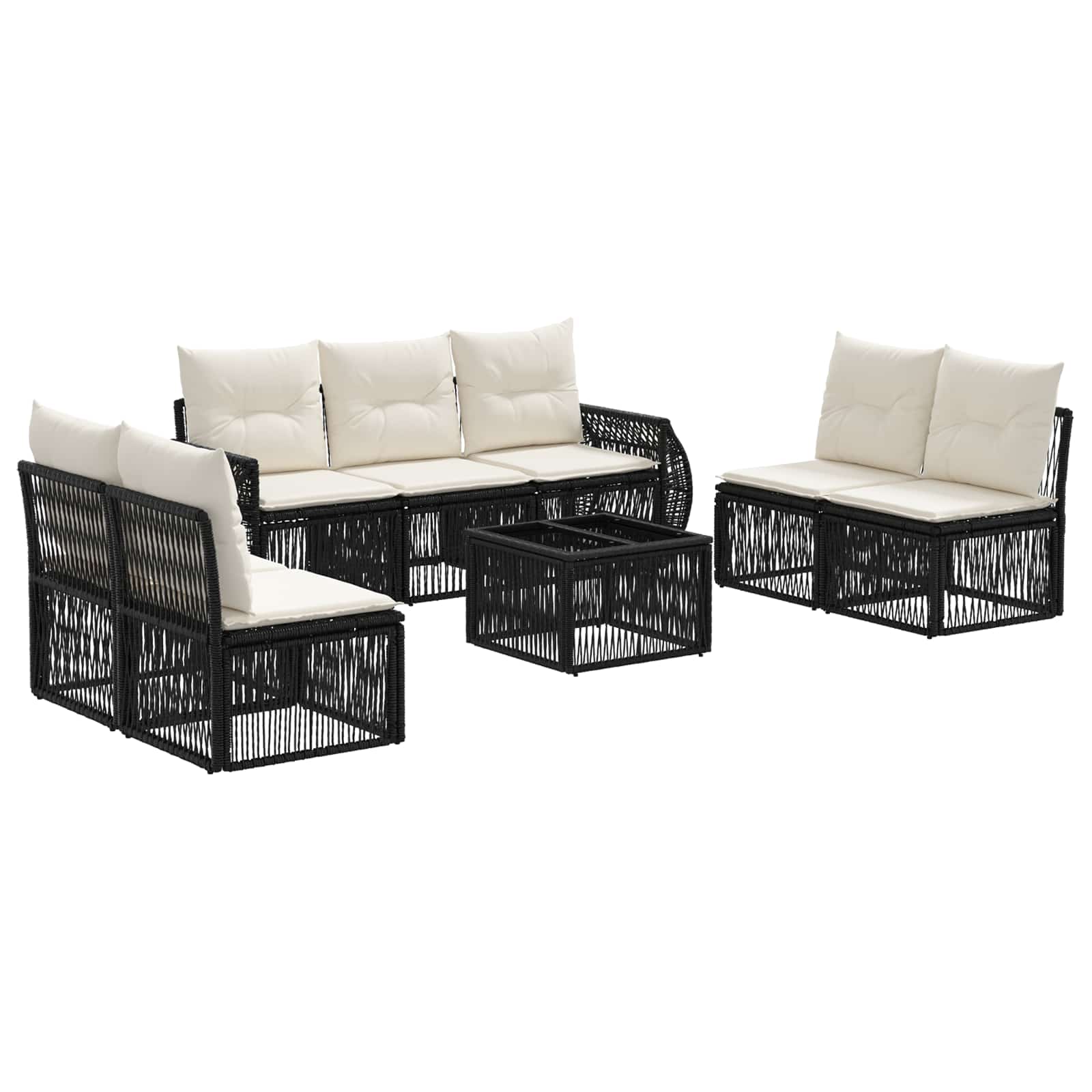 Conjunto de sofás de jardim 8 pçs Bege e branco creme