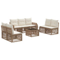 Conjunto de sofás de jardín 8 pcs Beige y blanco crema