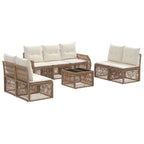 Conjunto de sofás de jardín 8 pcs Beige y blanco crema
