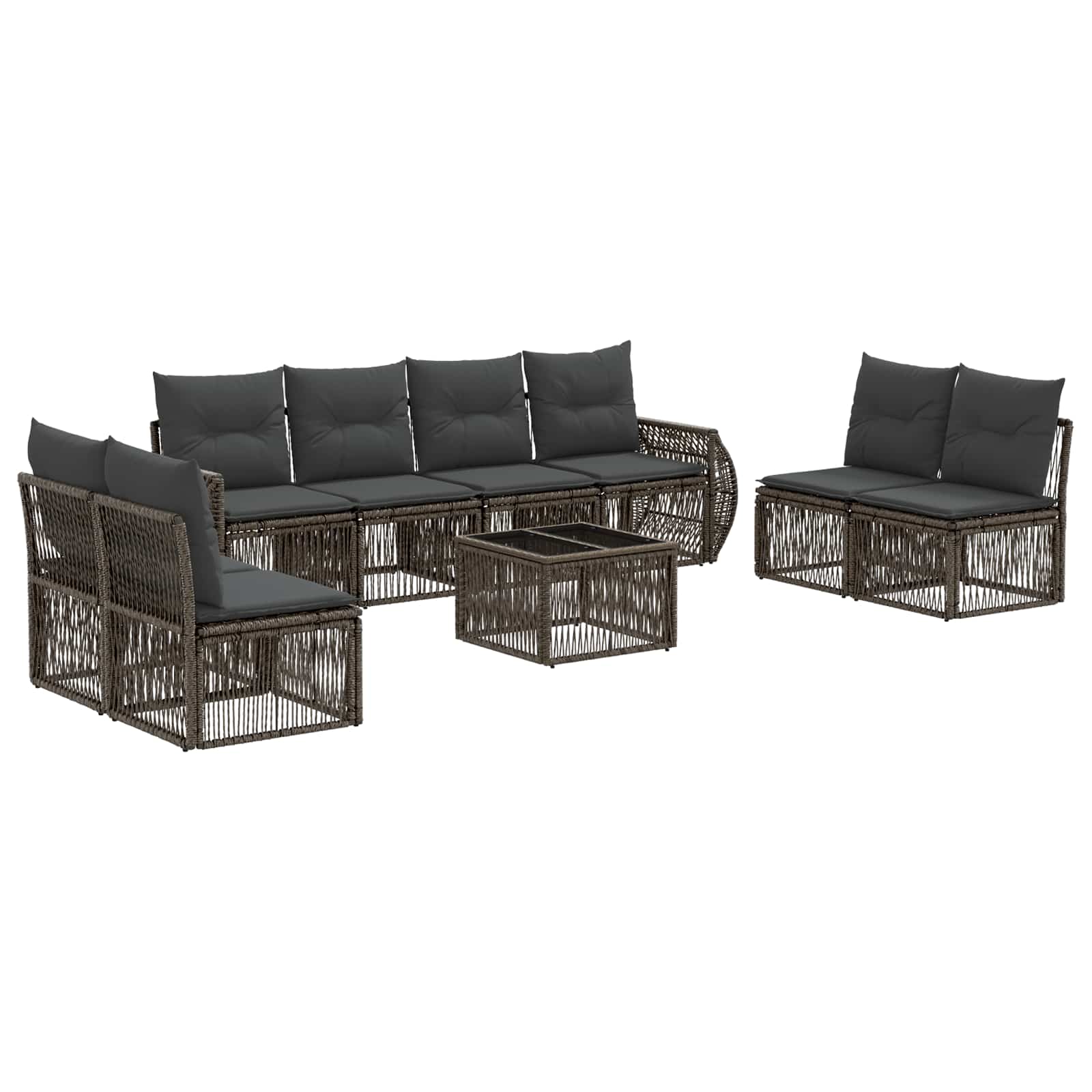 Conjunto de sofás de jardín 9 pcs Beige y blanco crema