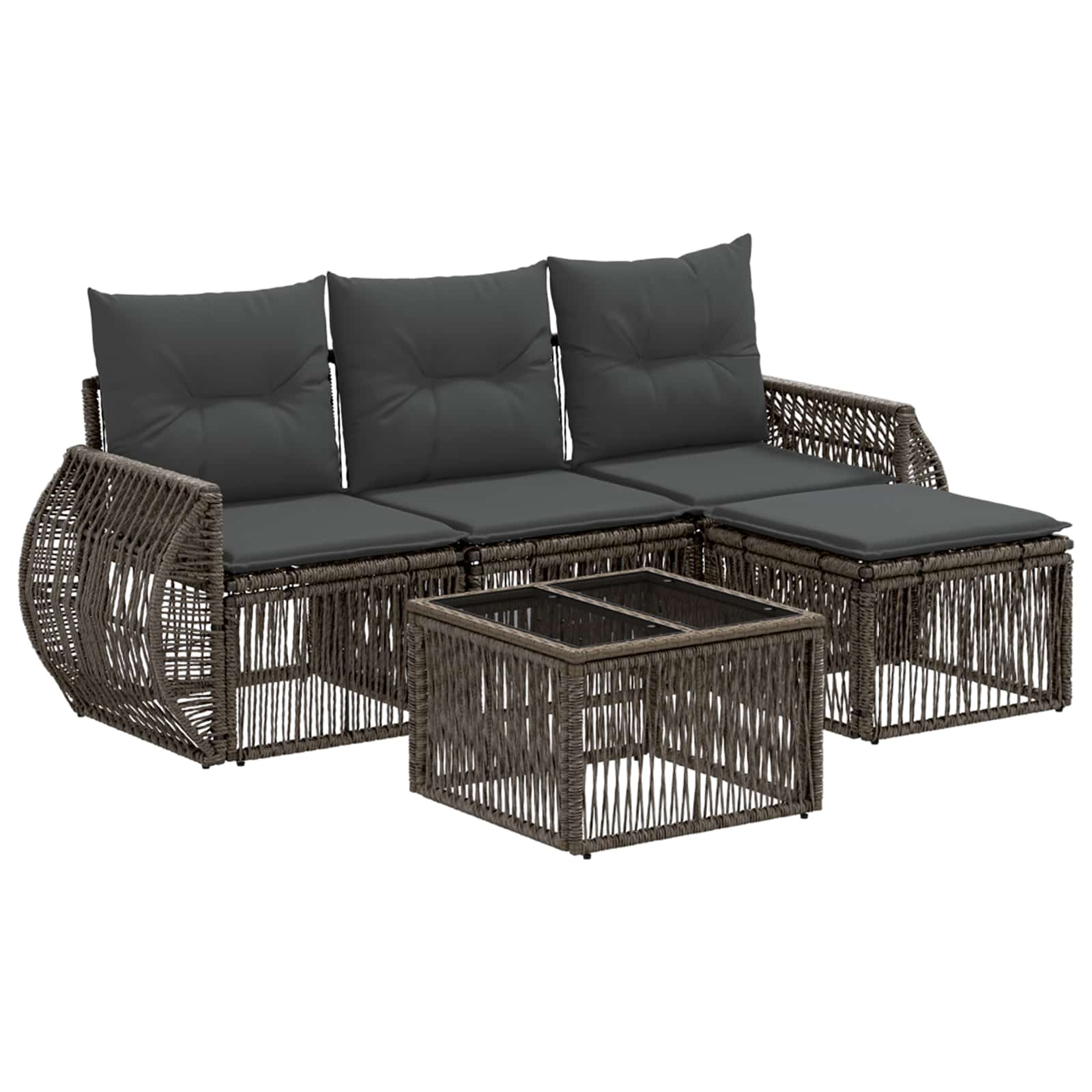 Conjunto de sofás de jardim 5 pcs Bege e branco-creme