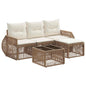 Conjunto de sofás de jardín 5 pcs Beige y blanco crema