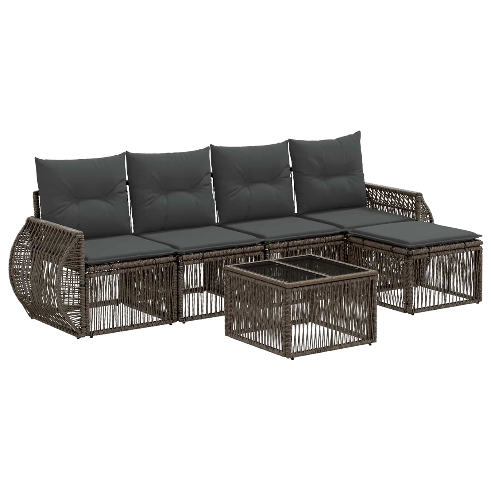 Conjunto de sofá de jardim 8 peças em vime sintético castanho
