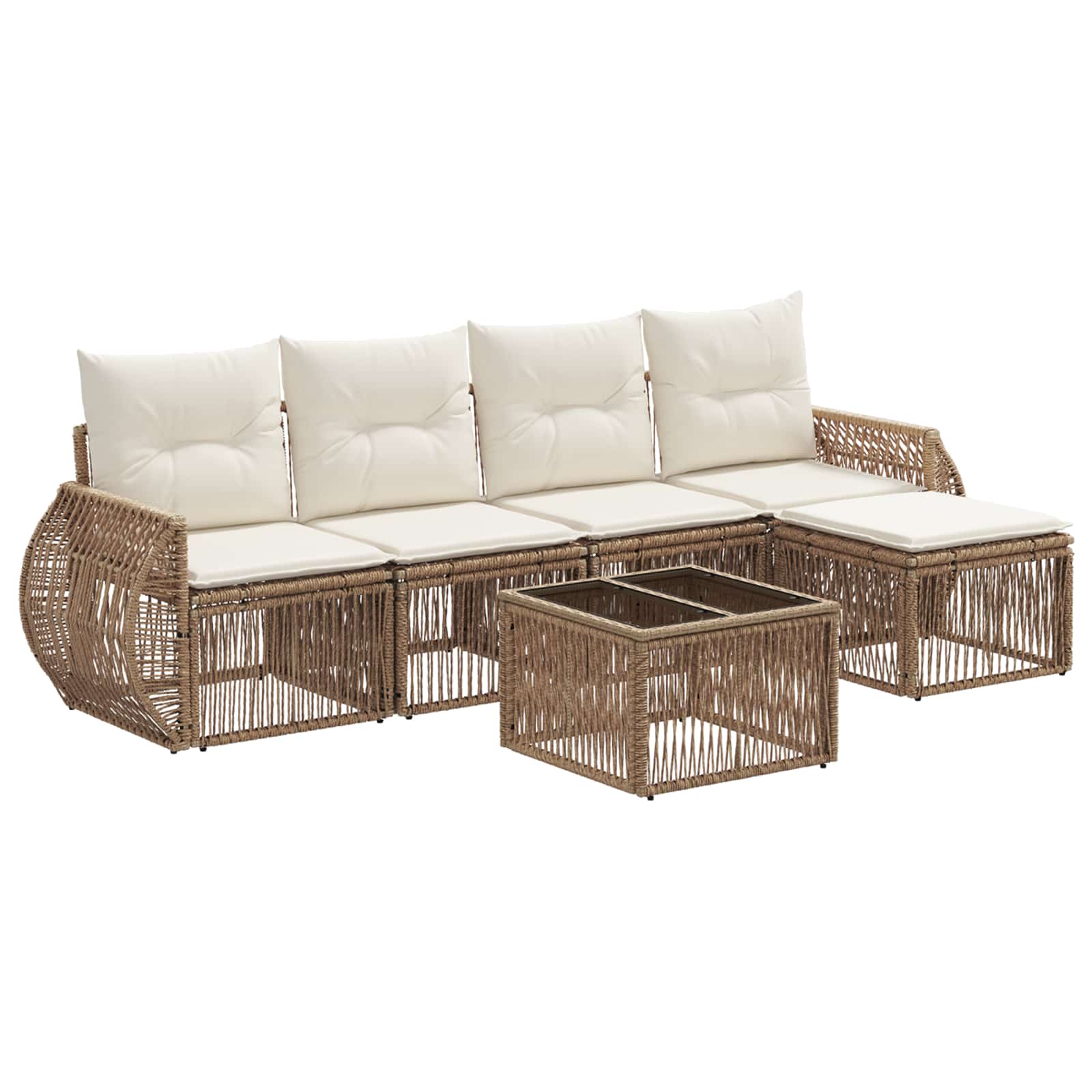 Conjunto de sofá de jardim 8 peças em vime sintético castanho