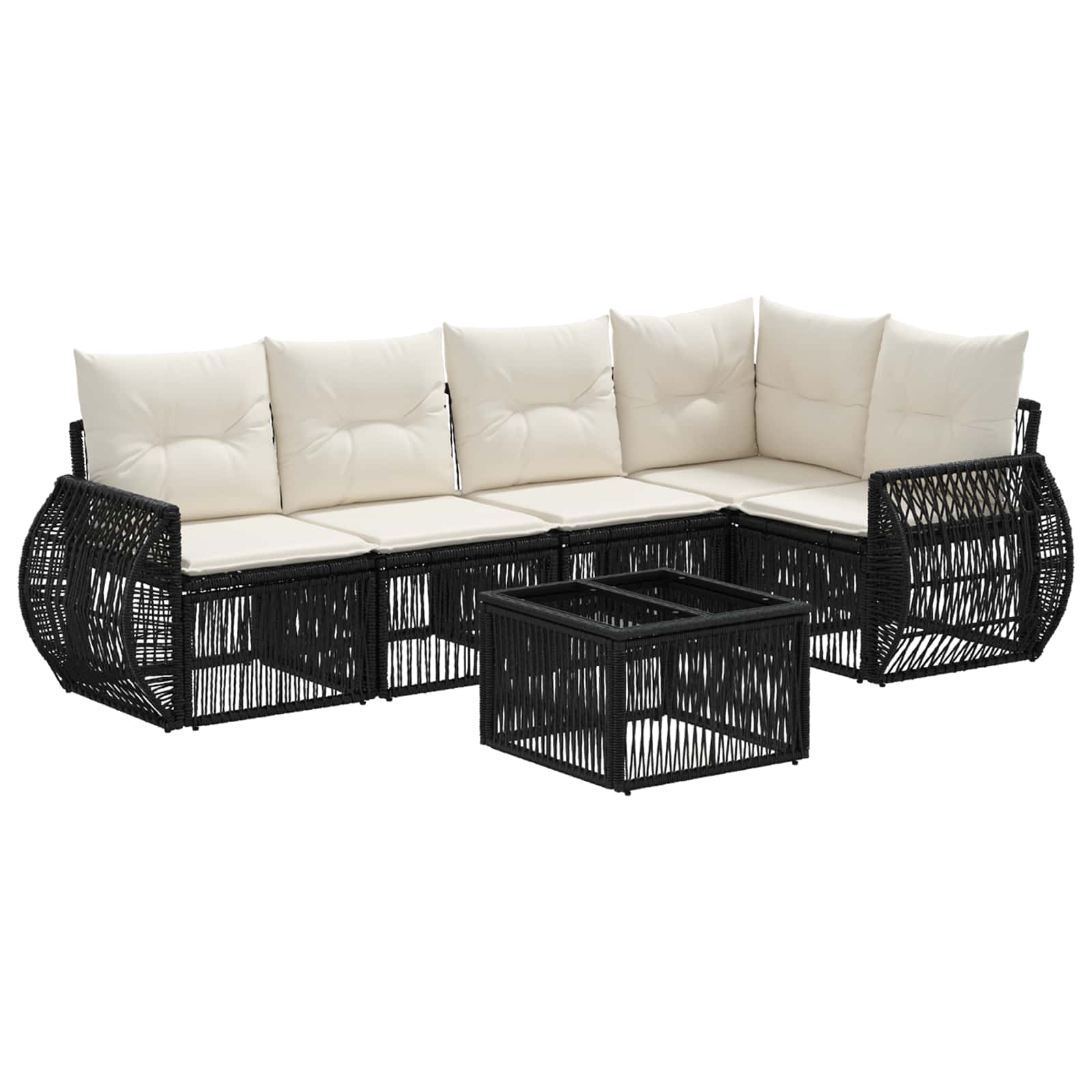 Conjunto de sofás de jardín 6 pcs Beige y blanco crema