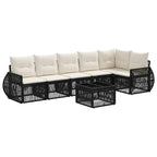 Conjunto de sofás de jardín 7 pcs Negro y Blanco Crema