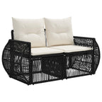 Conjunto de sofás de jardín 7 pcs Negro y Blanco Crema