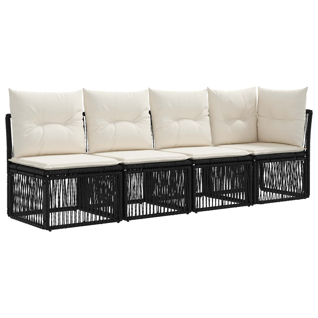 Conjunto de sofás de jardín 7 pcs Negro y Blanco Crema