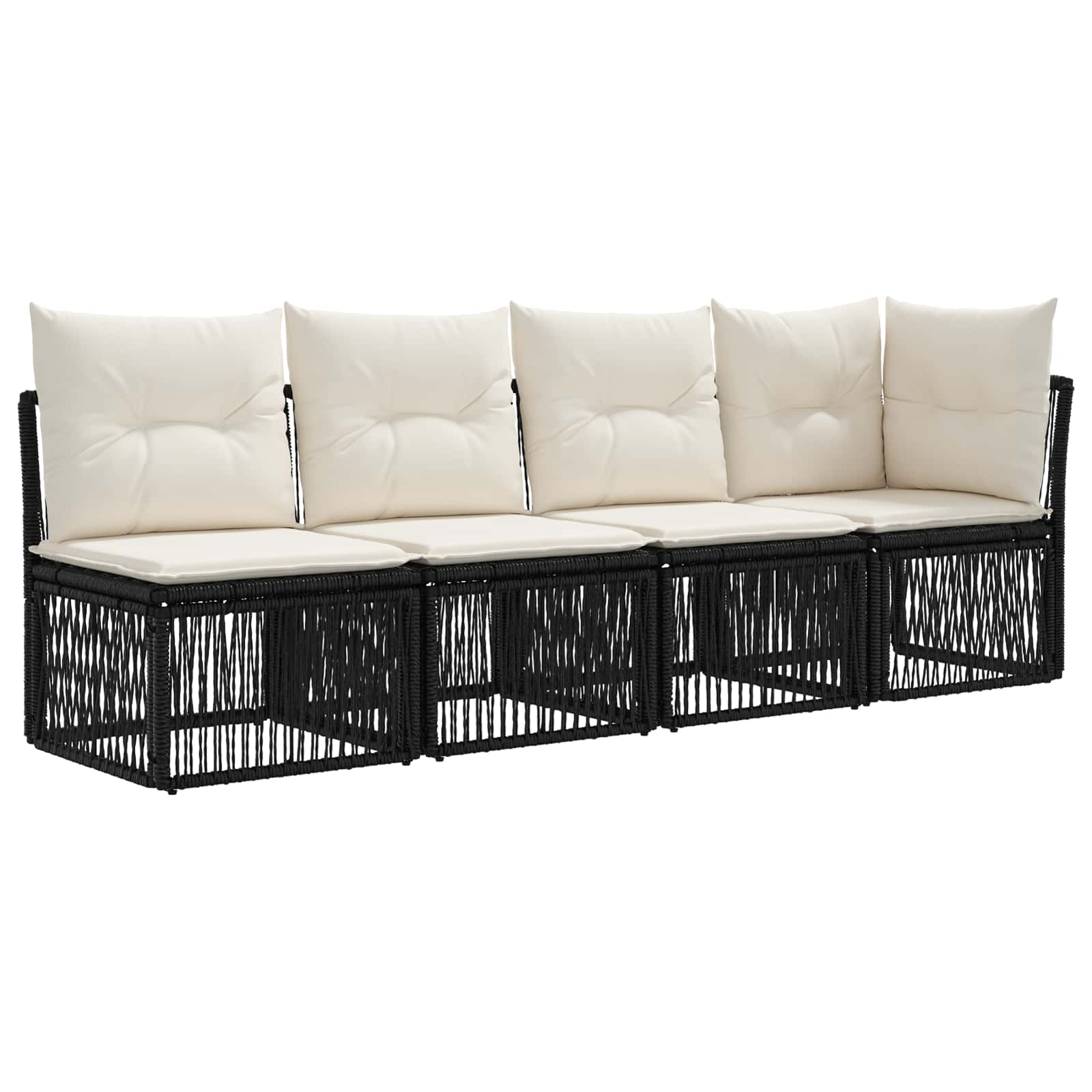 Conjunto de sofás de jardín 7 pcs Negro y Blanco Crema