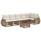Conjunto de sofás de jardín 7 pcs Beige y blanco crema