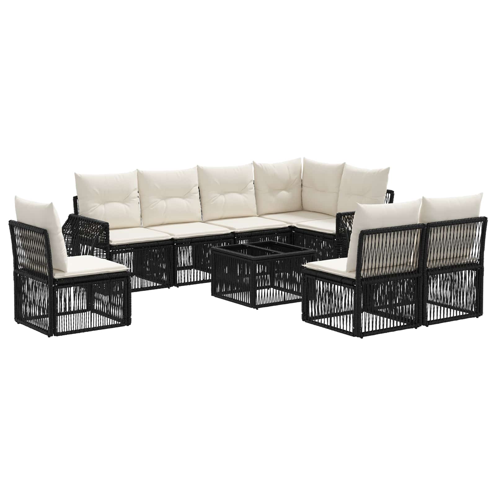 Conjunto de sofás de jardim 9 peças Bege e branco creme