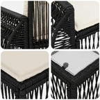 Conjunto de sofás de jardín 10 pcs Negro y Blanco Crema