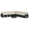 Conjunto de sofás de jardín 10 pcs Negro y Blanco Crema