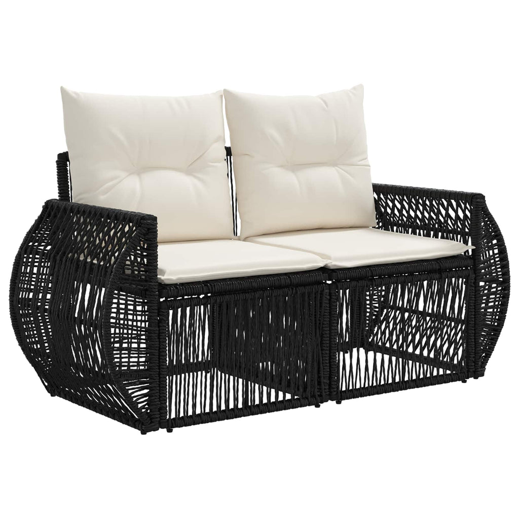Conjunto de sofás de jardín 10 pcs Negro y Blanco Crema
