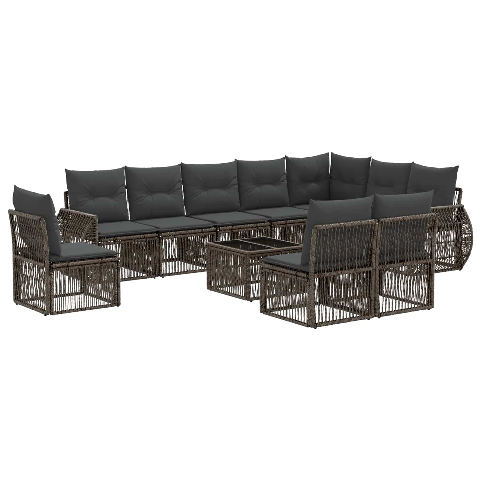 Conjunto de sofás de jardim 11 pcs Bege e branco-creme