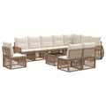 Conjunto de sofás de jardín 11 pcs Beige y blanco crema