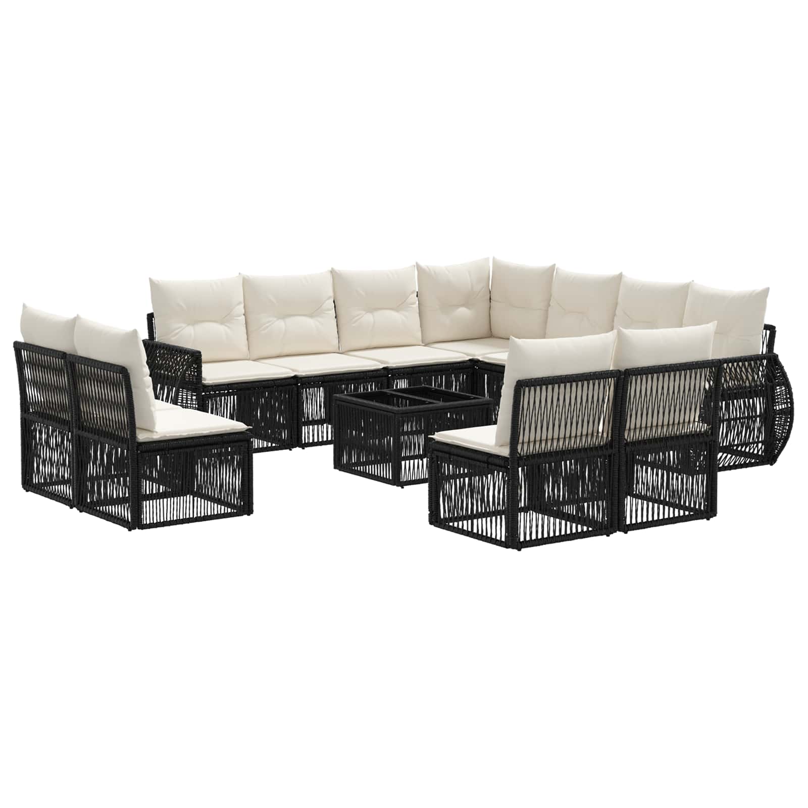 Conjunto de sofás de jardín 12 pcs Beige y blanco crema