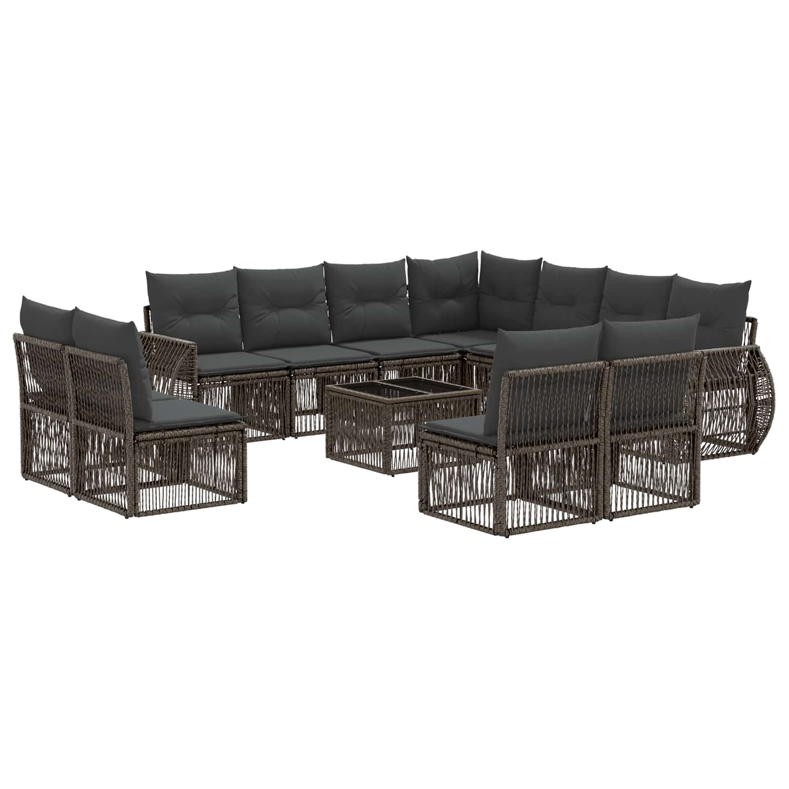 Conjunto de sofás de jardín 12 pcs Beige y blanco crema