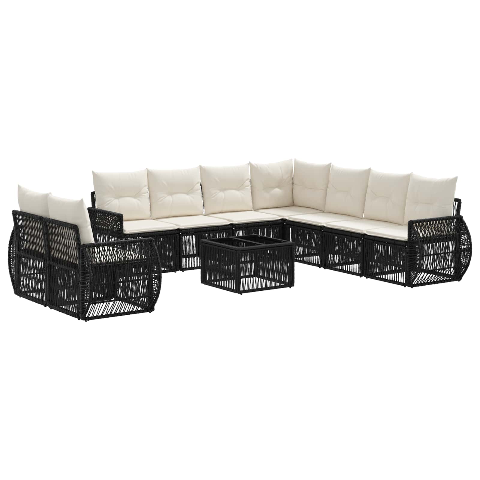 Conjunto de sofás de jardim 10 peças Bege e branco creme