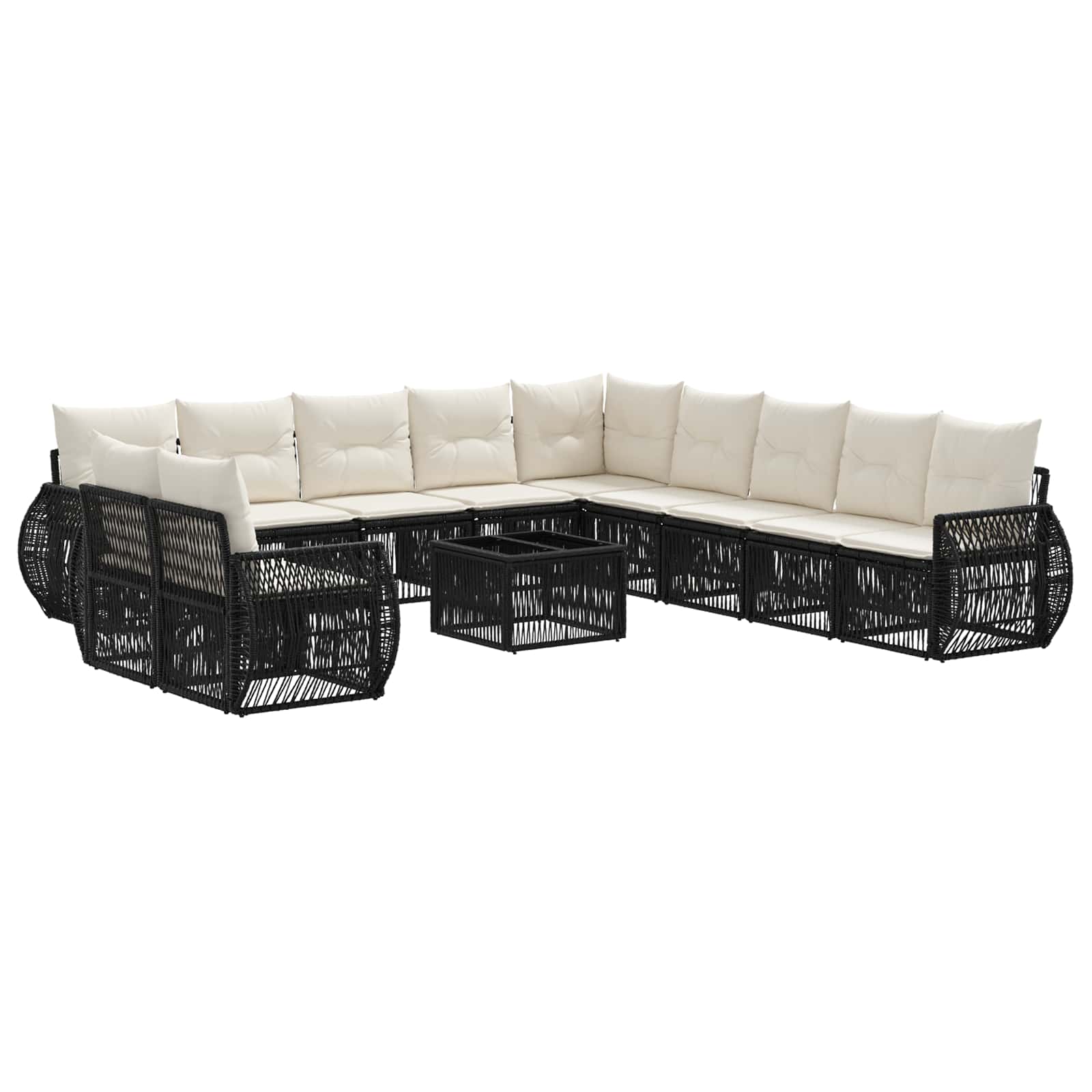 Conjunto de sofás de jardín 12 pcs Beige y blanco crema