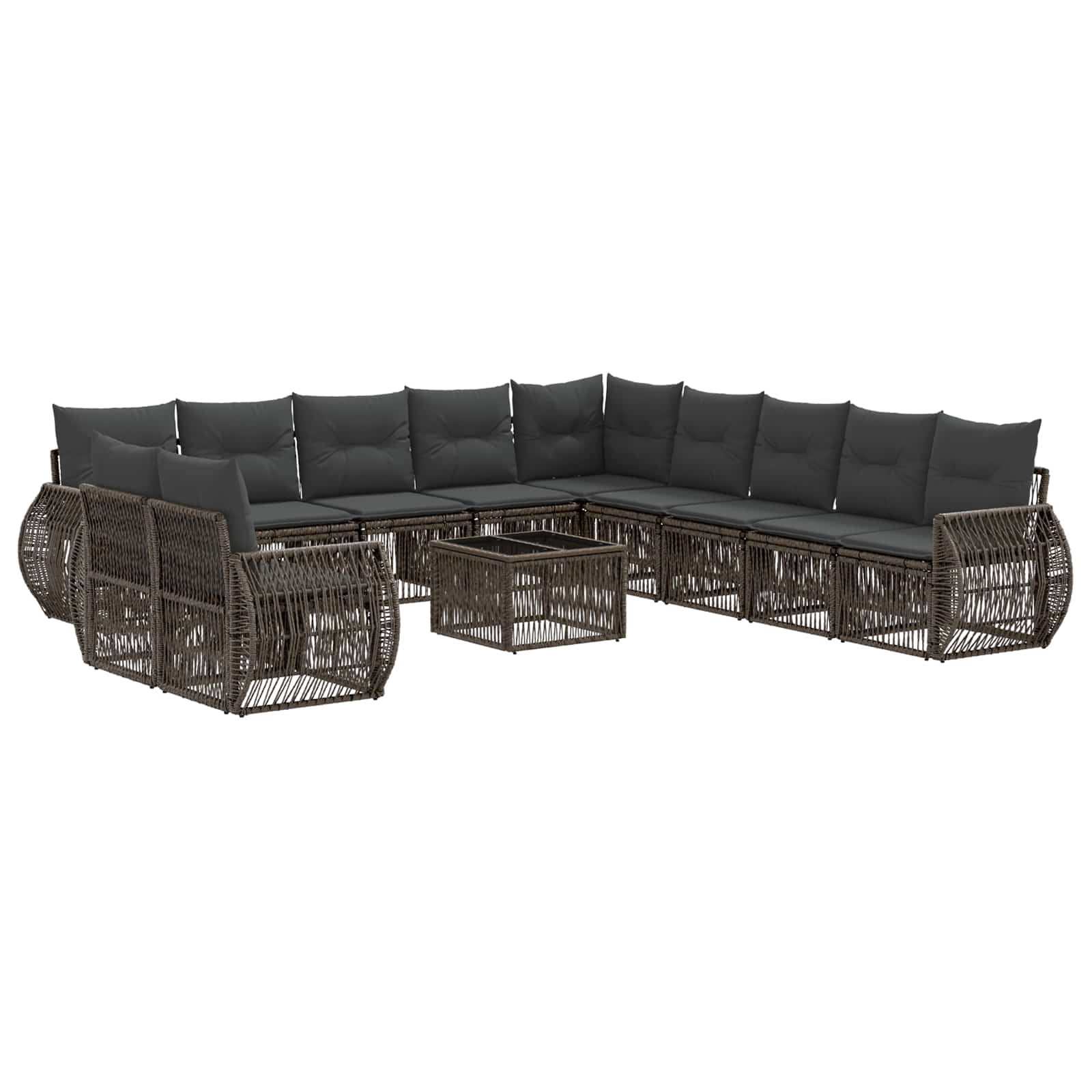 Conjunto de sofás de jardín 12 pcs Beige y blanco crema