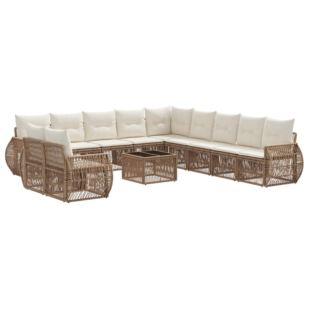 Conjunto de sofás de jardín 12 pcs Beige y blanco crema