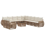 Conjunto de sofás de jardín 12 pcs Beige y blanco crema