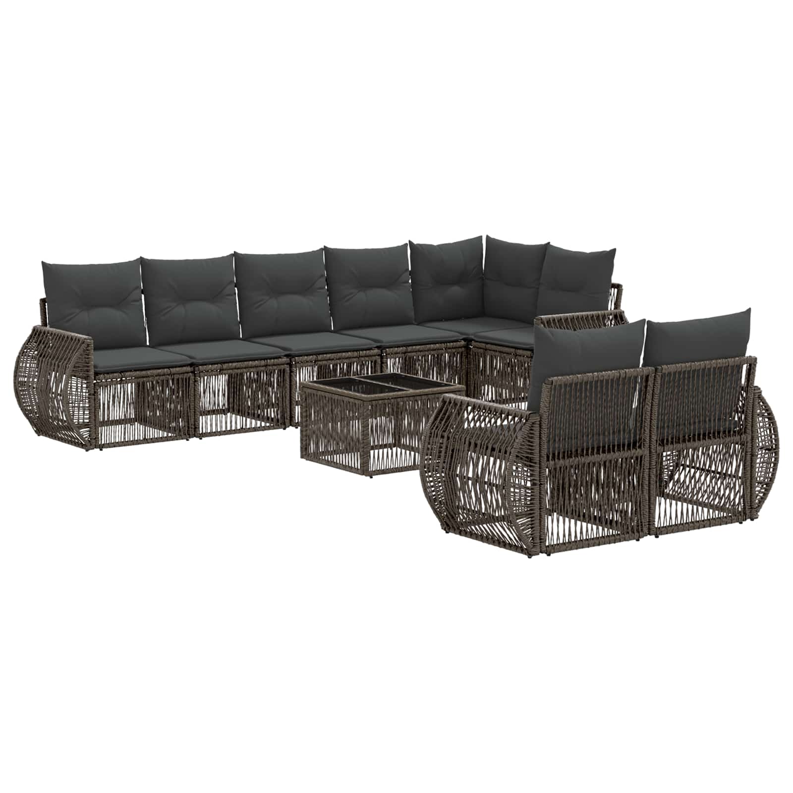 Conjunto de sofás de jardín 9 pcs Beige y blanco crema
