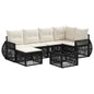Conjunto de sofás de jardín 7 pcs Beige y blanco crema