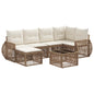 Conjunto de sofás de jardín 7 pcs Beige y blanco crema