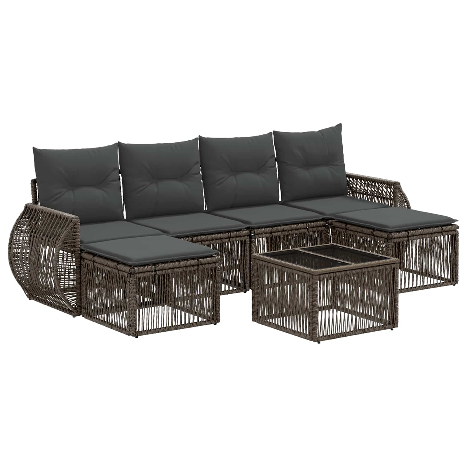 Conjunto de sofás de jardín 7 pcs Beige y blanco crema
