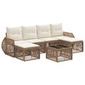 Conjunto de sofás de jardín 7 pcs Beige y blanco crema