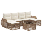 Conjunto de sofás de jardín 7 pcs Beige y blanco crema
