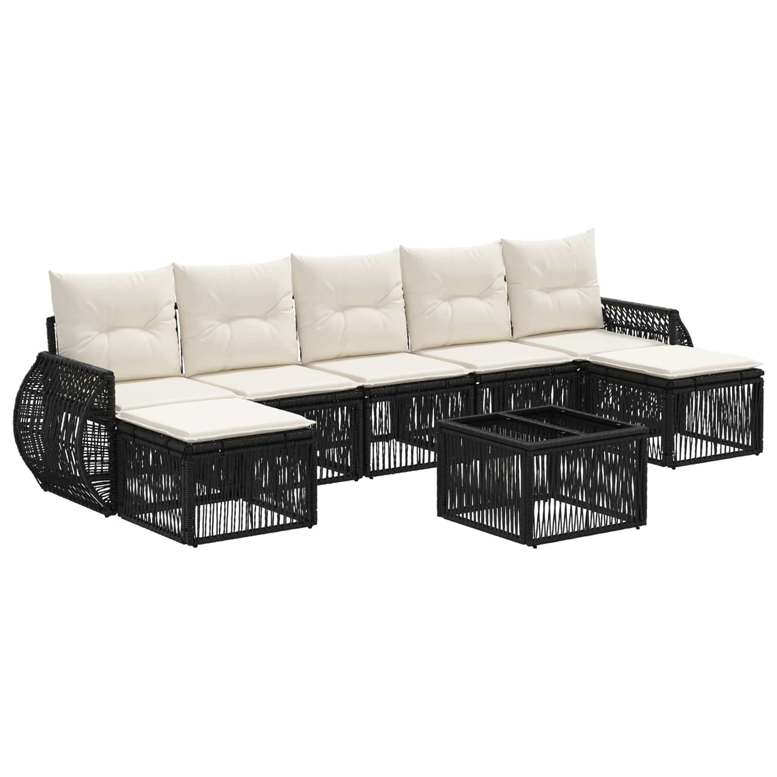 Conjunto de sofás de jardín 8 pcs Beige y blanco crema