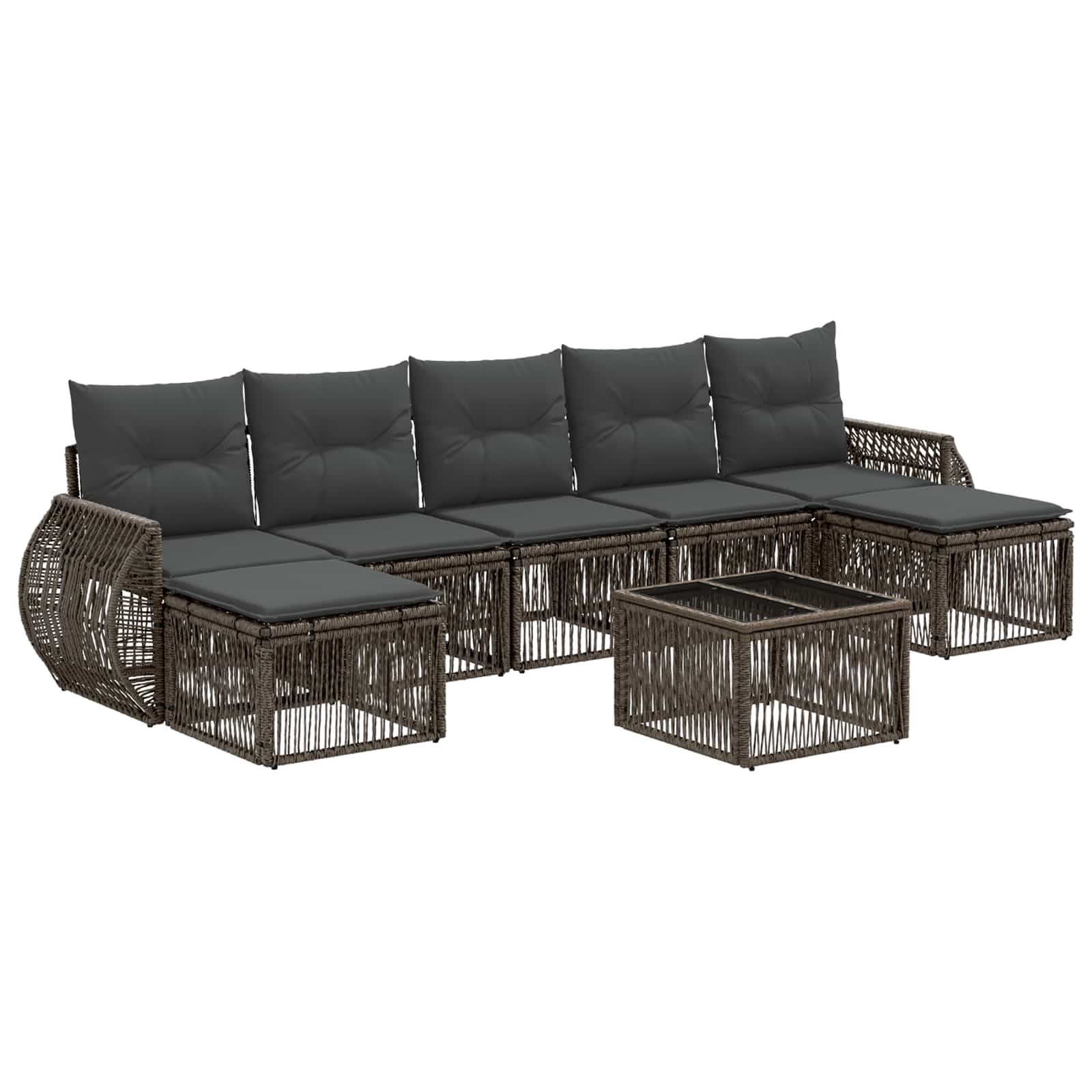 Conjunto de sofás de jardín 8 pcs Beige y blanco crema
