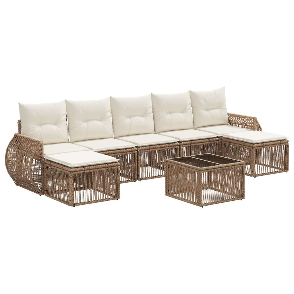 Conjunto de sofás de jardín 8 pcs Beige y blanco crema