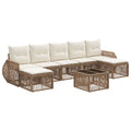 Conjunto de sofás de jardín 8 pcs Beige y blanco crema